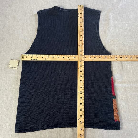 Vintage Sweater Vest Womens Size Small Navy Blue Fall Autumn Knit Grandma 90s - Picture 8 of 9